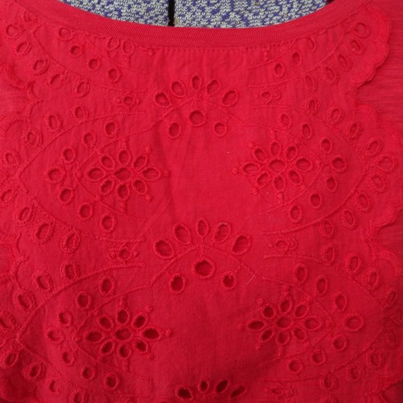 Talbots Red Eyelet Tank Top - Picture 3 of 5